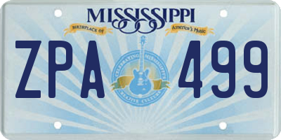 MS license plate ZPA499