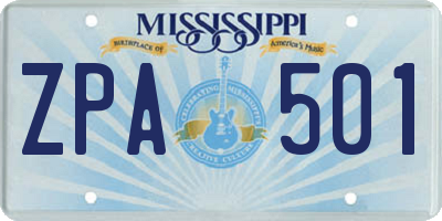 MS license plate ZPA501