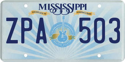 MS license plate ZPA503