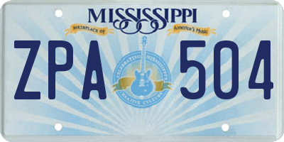 MS license plate ZPA504