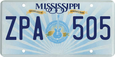 MS license plate ZPA505