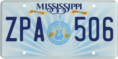 MS license plate ZPA506
