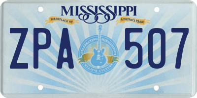 MS license plate ZPA507