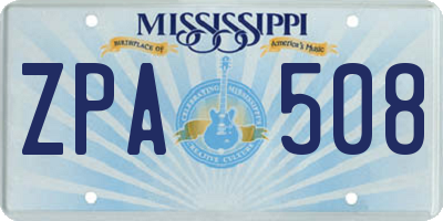 MS license plate ZPA508