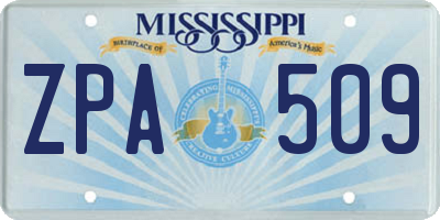 MS license plate ZPA509