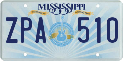 MS license plate ZPA510