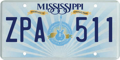 MS license plate ZPA511
