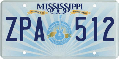 MS license plate ZPA512