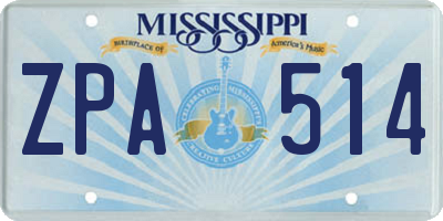 MS license plate ZPA514