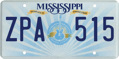 MS license plate ZPA515