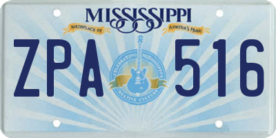 MS license plate ZPA516