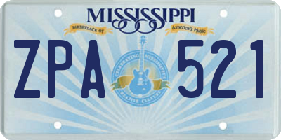 MS license plate ZPA521