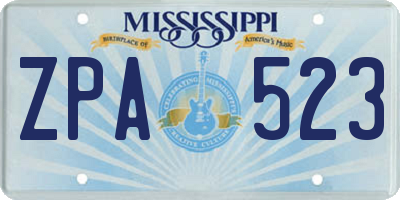MS license plate ZPA523
