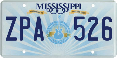 MS license plate ZPA526