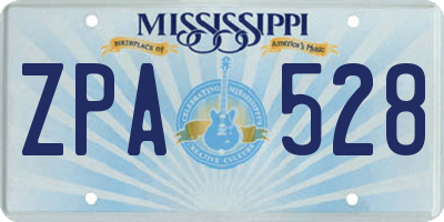 MS license plate ZPA528