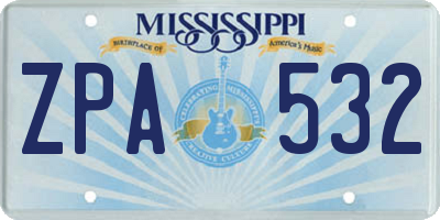 MS license plate ZPA532