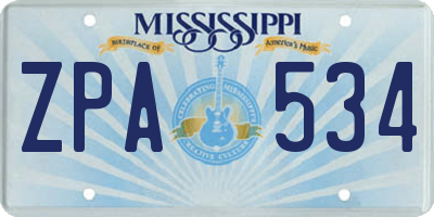 MS license plate ZPA534