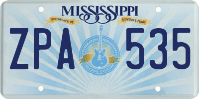 MS license plate ZPA535