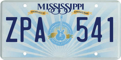 MS license plate ZPA541
