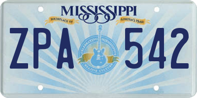 MS license plate ZPA542