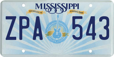 MS license plate ZPA543