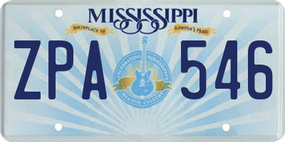 MS license plate ZPA546