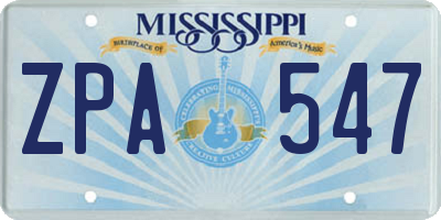 MS license plate ZPA547