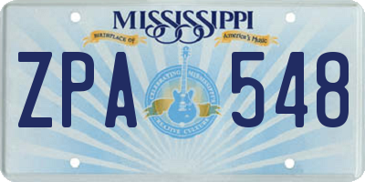 MS license plate ZPA548