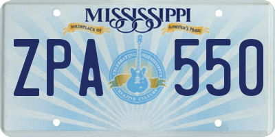MS license plate ZPA550