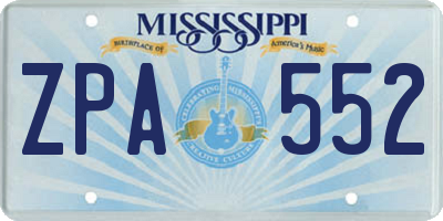 MS license plate ZPA552