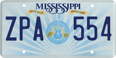 MS license plate ZPA554
