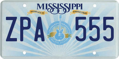 MS license plate ZPA555