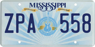 MS license plate ZPA558
