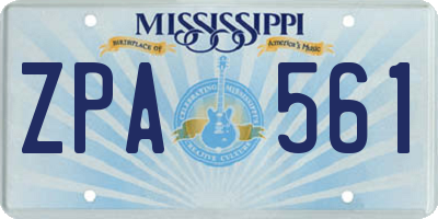 MS license plate ZPA561