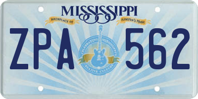 MS license plate ZPA562