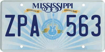 MS license plate ZPA563