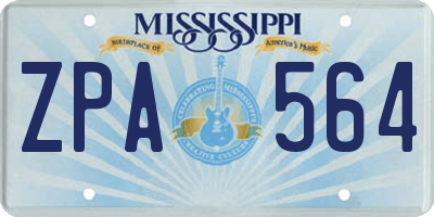 MS license plate ZPA564
