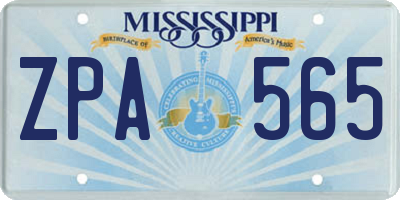 MS license plate ZPA565