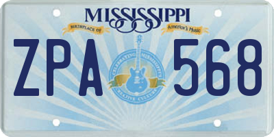 MS license plate ZPA568