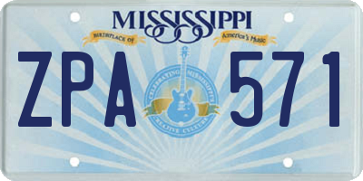 MS license plate ZPA571