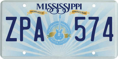 MS license plate ZPA574