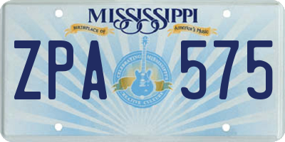 MS license plate ZPA575
