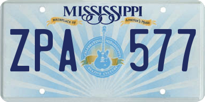 MS license plate ZPA577