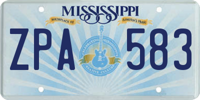 MS license plate ZPA583