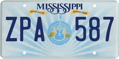 MS license plate ZPA587