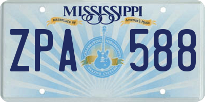 MS license plate ZPA588