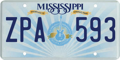 MS license plate ZPA593