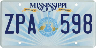 MS license plate ZPA598