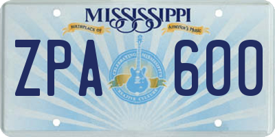 MS license plate ZPA600