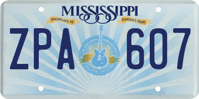 MS license plate ZPA607